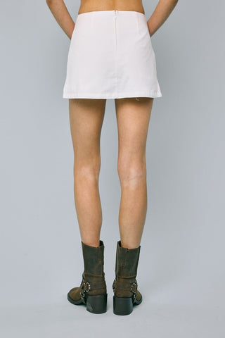 High Rise Linen Mini Skort - White - amandenimes - High Rise Linen Mini Skort - White - 