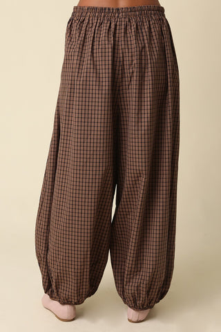 Plaid Balloon Drawstring Pant