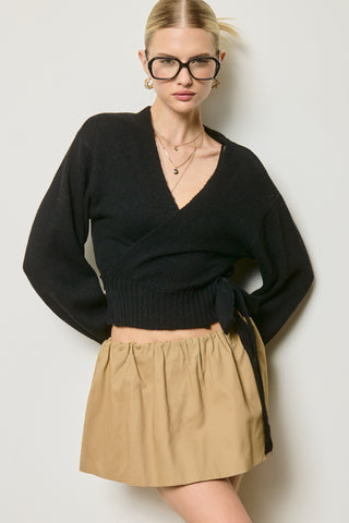 The Shiloh Wrap Sweater - Black