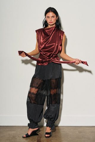 Black Lace Balloon Pants
