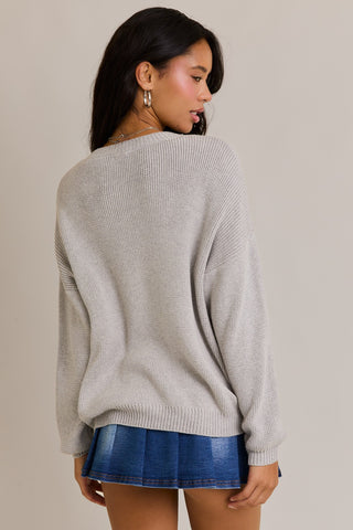 USA Oversized Sweater - Heather grey
