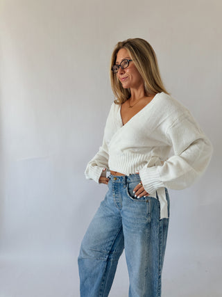 The Shiloh Wrap Sweater -Ivory
