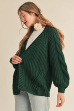 Load image into Gallery viewer, Forest Green Cable Knit Cardigan
