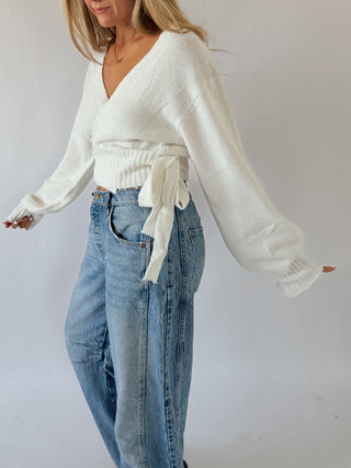 The Shiloh Wrap Sweater -Ivory