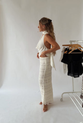 The Jenna Cowl Neck Top - White
