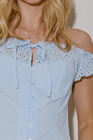 Off Shoulder Baby Blue Top