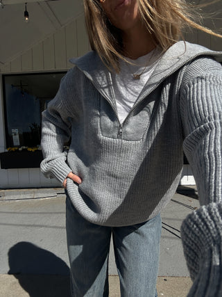 The Karla Half Zip Sweater - Grey