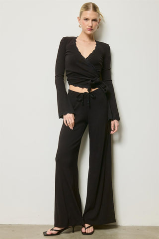The Phoebe Wrap Top - Black