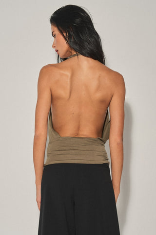 Beaded Open Back Halter Top