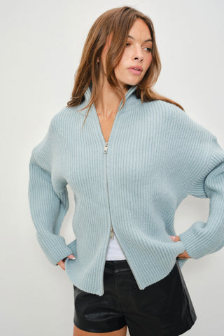Sky Blue Double Zip Sweater