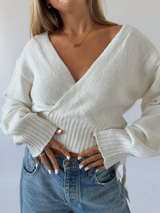 The Shiloh Wrap Sweater -Ivory