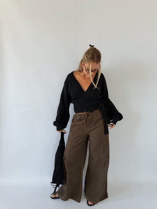 Jude Wide Leg Brown Denim Pants
