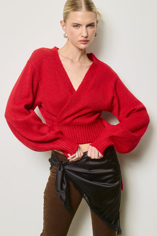 The Shiloh Wrap Sweater - Red