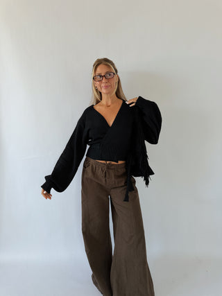The Shiloh Wrap Sweater - Black
