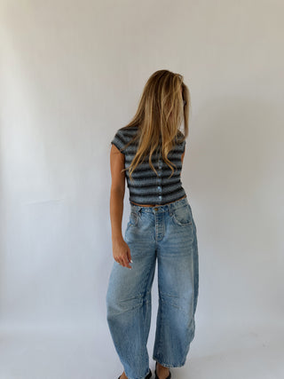 Striped Short Sleeve Buttton Up