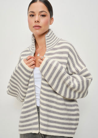 Striped Double Zip Sweater