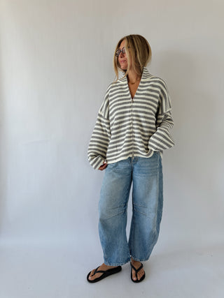 Striped Double Zip Sweater