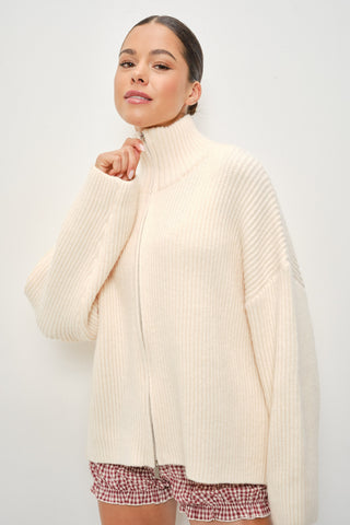 Ivory Double Zip Sweater