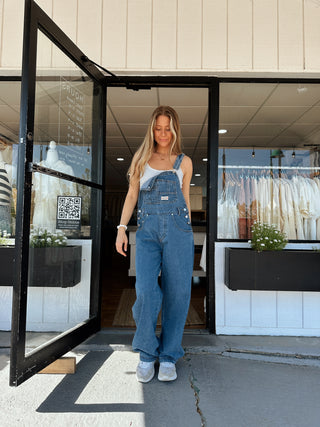 Denim utility overalls - medium wash