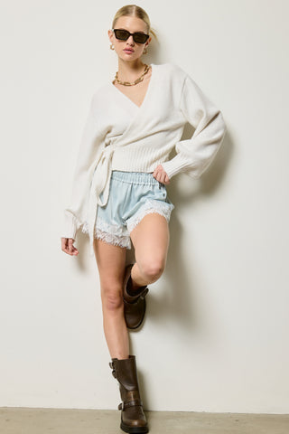 The Shiloh Wrap Sweater -Ivory