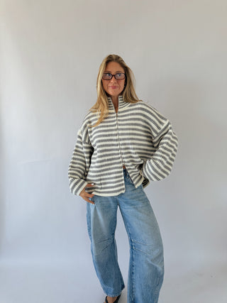 Striped Double Zip Sweater