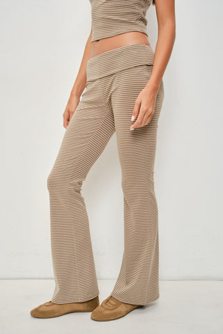 Brown Striped Short Sleeve Top