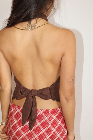 The Dianna High Neck Top - Brown