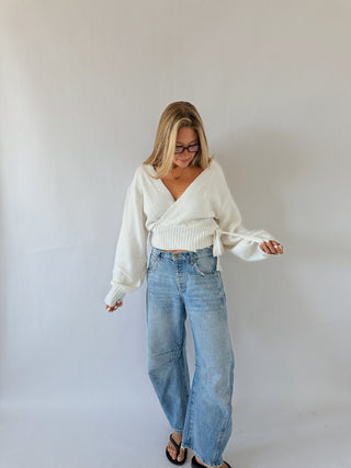 The Shiloh Wrap Sweater -Ivory