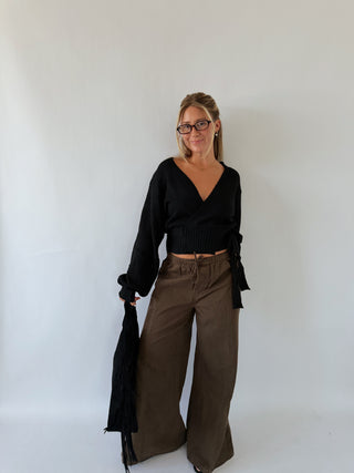 The Shiloh Wrap Sweater - Black