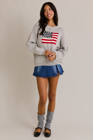 USA Oversized Sweater - Heather grey