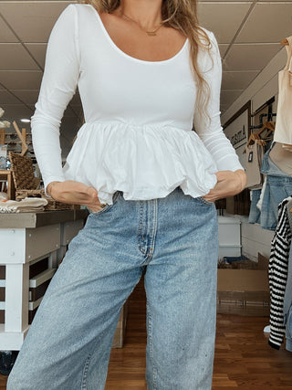 Bubble Hem Scoop Neck Top