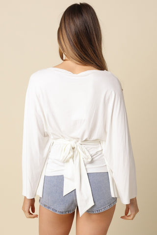 Long Sleeve Tie Top - Ivory