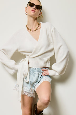The Shiloh Wrap Sweater -Ivory