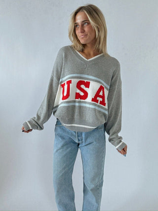 USA V - Neck Sweater - amandenimes - USA V - Neck Sweater - 