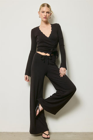The Phoebe Wrap Top - Black