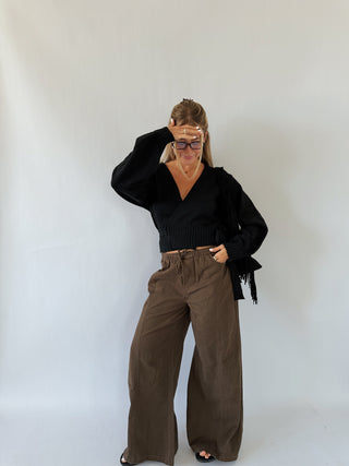Jude Wide Leg Brown Denim Pants