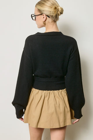 The Shiloh Wrap Sweater - Black