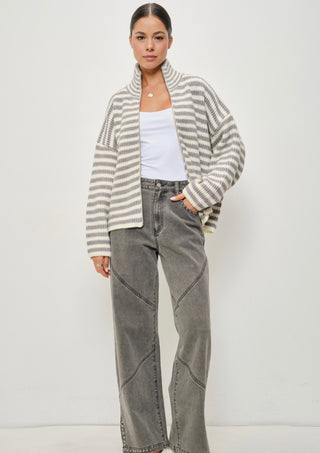 Striped Double Zip Sweater