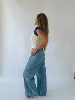 Zonte Elastic Waistband Drawstring Jeans
