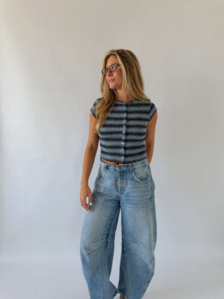 Striped Short Sleeve Buttton Up