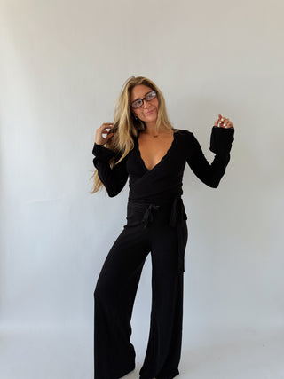 The Phoebe Wide Leg Pants - Black