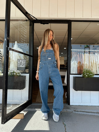 Denim utility overalls - medium wash