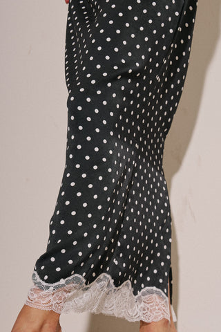 Black Polka Dot High Neck Maxi Dress