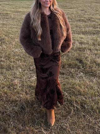 The Faux Fur Crop Jacket - Mocha