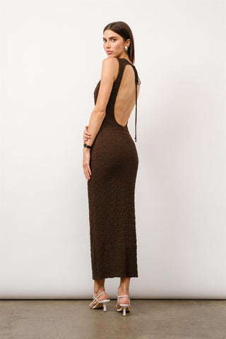Brown Open Back Maxi Dress