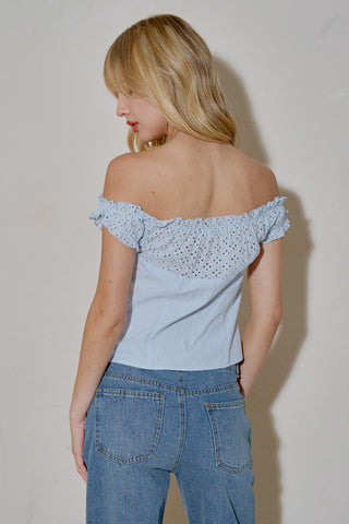 Off Shoulder Baby Blue Top