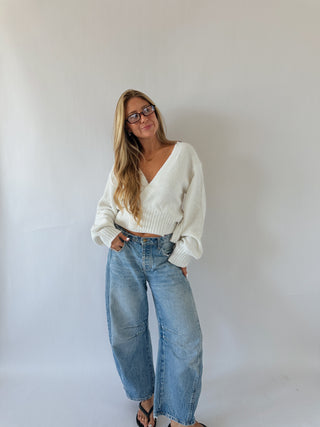 The Shiloh Wrap Sweater -Ivory