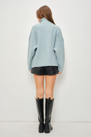 Sky Blue Double Zip Sweater
