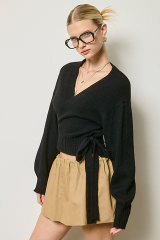 The Shiloh Wrap Sweater - Black