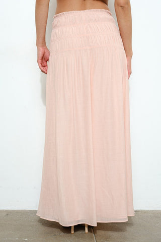 Caroline Smocked Waist Maxi Skirt - Pink - amandenimes - Caroline Smocked Waist Maxi Skirt - Pink - 
